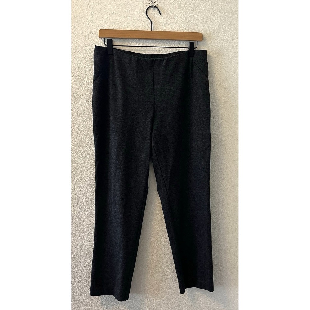 J. Jill Ponte Slim Leg Pants Womens Medium Petite Charcoal Grey Pull On Stretch